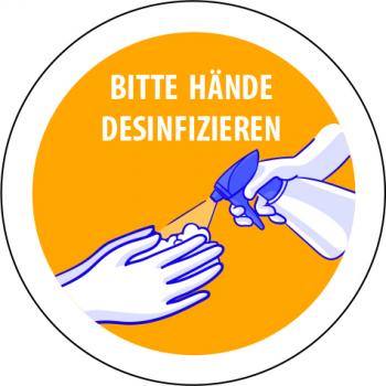 Corona Aufkleber Hände desinfizieren